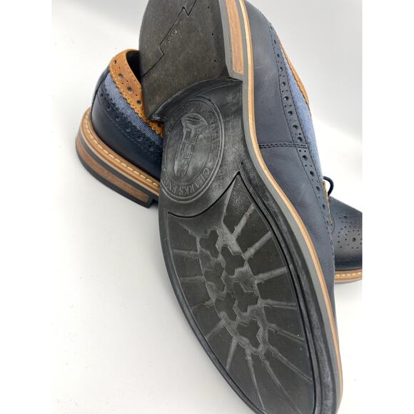 Clarks England Limited Edition Derby Oxford Mens Size13 Blue Brown Two Tone - Picture 7 of 8